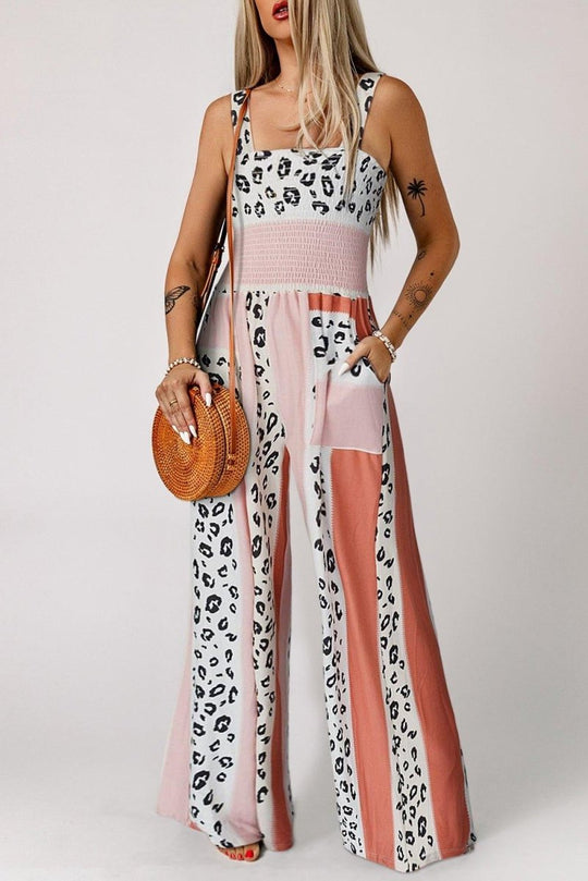 Dazzle Leopard Color Block Jumpsuit - Klazzi Fashion Boutique