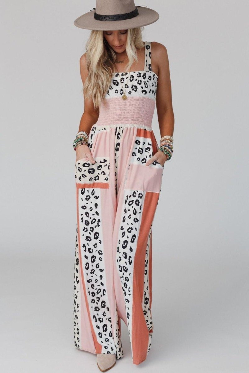 Dazzle Leopard Color Block Jumpsuit - Klazzi Fashion Boutique