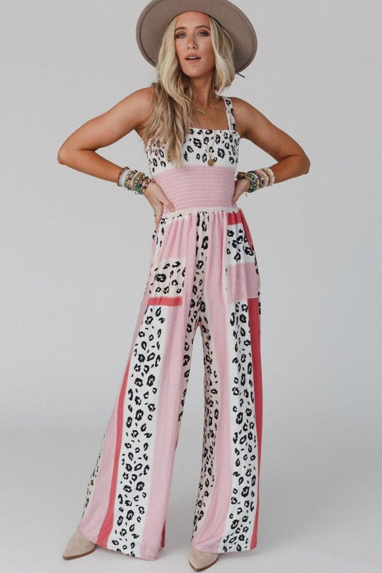 Dazzle Leopard Color Block Jumpsuit - Klazzi Fashion Boutique