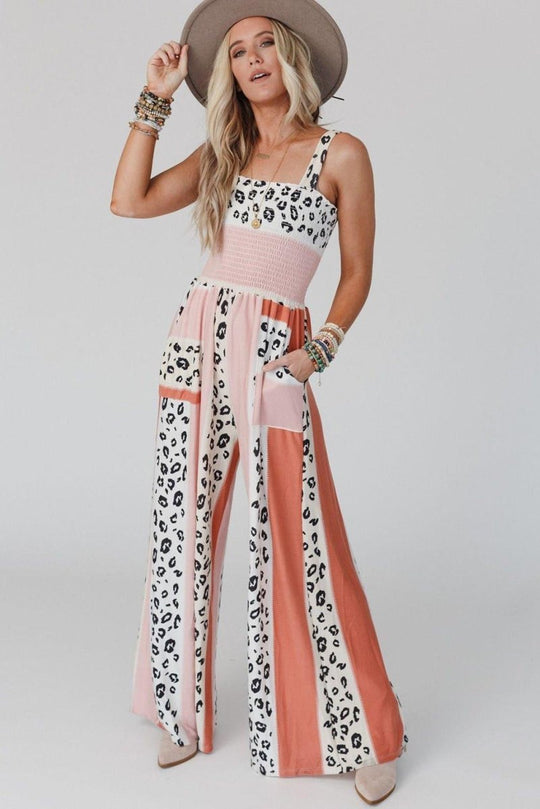 Dazzle Leopard Color Block Jumpsuit - Klazzi Fashion Boutique