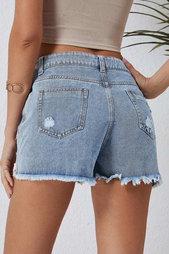 Dazzling Lynn Rhinestone Tassel Denim Shorts - Klazzi Fashion Boutique