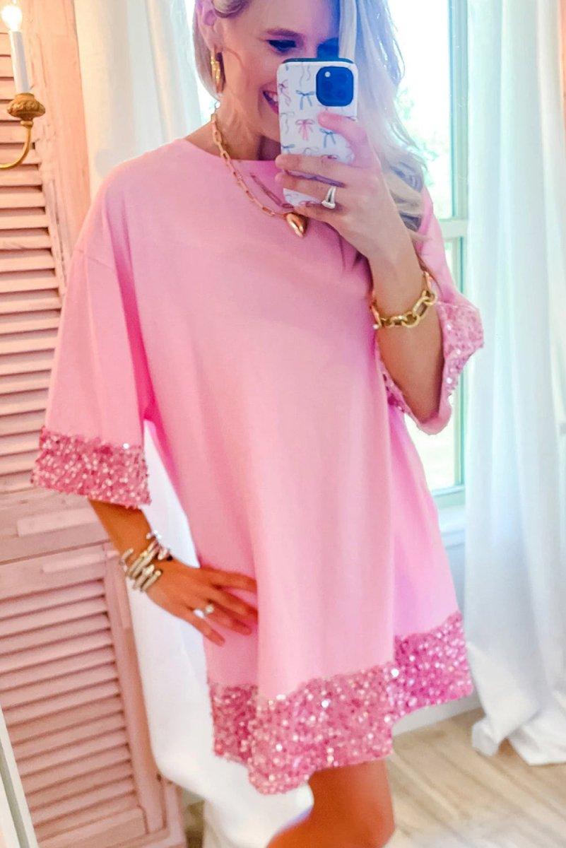 Dazzling Pink Sequin Dress - Klazzi Fashion Boutique