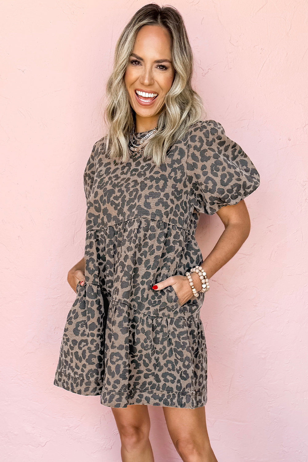 Denim Leopard Mini Dress