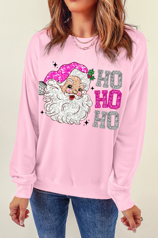  Santa Claus "HO, HO, HO." Christmas Graphic Sweatshirt