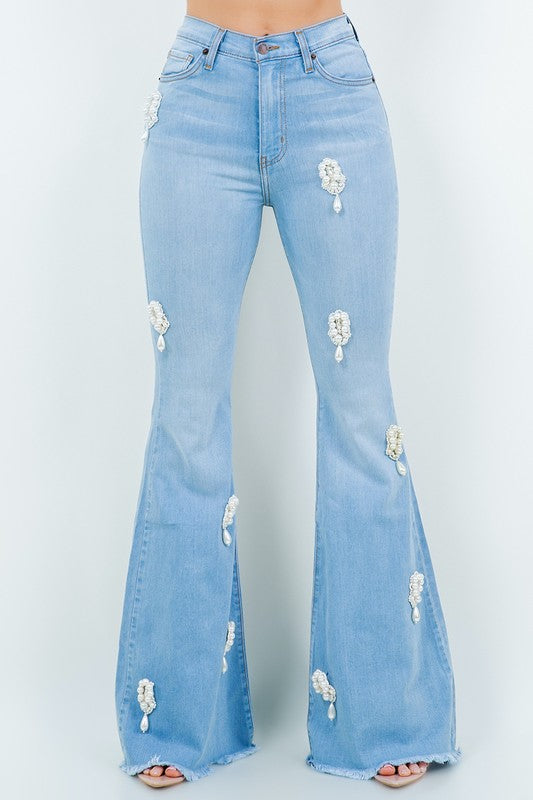 Pretty In Pearls Bell Bottom Denim