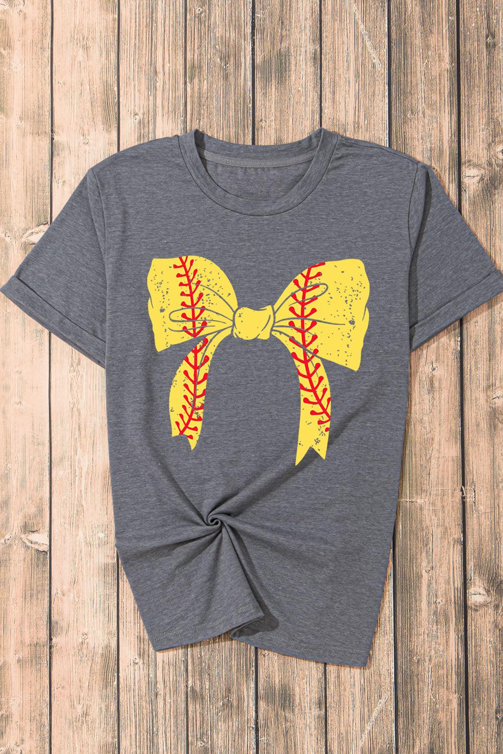 Baseball Bowknot Graphic T-Shirt