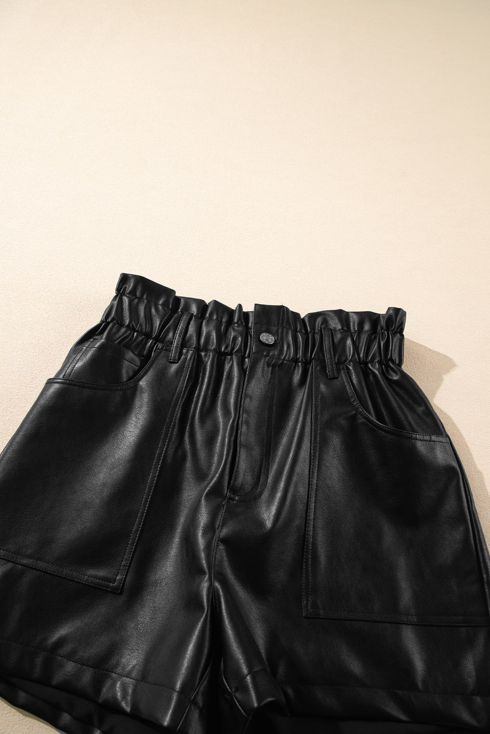 Black Faux Leather High Rise Shorts