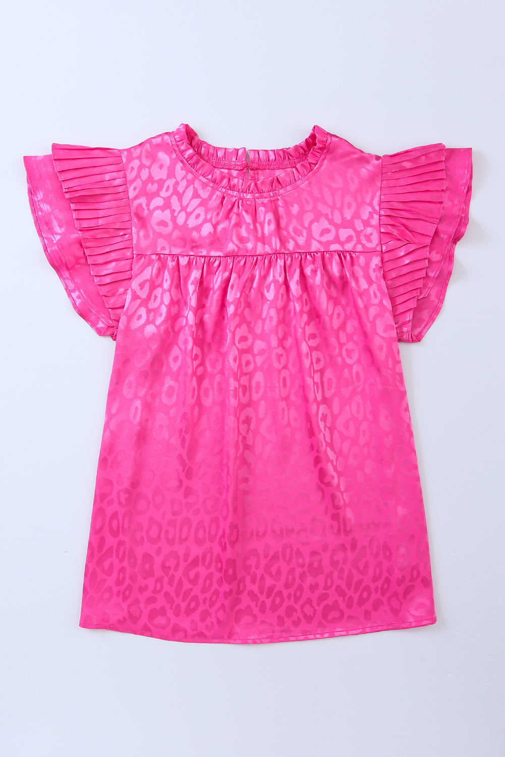 Leopard Rose Pleated Tiered Blouse - Klazzi Fashion Boutique