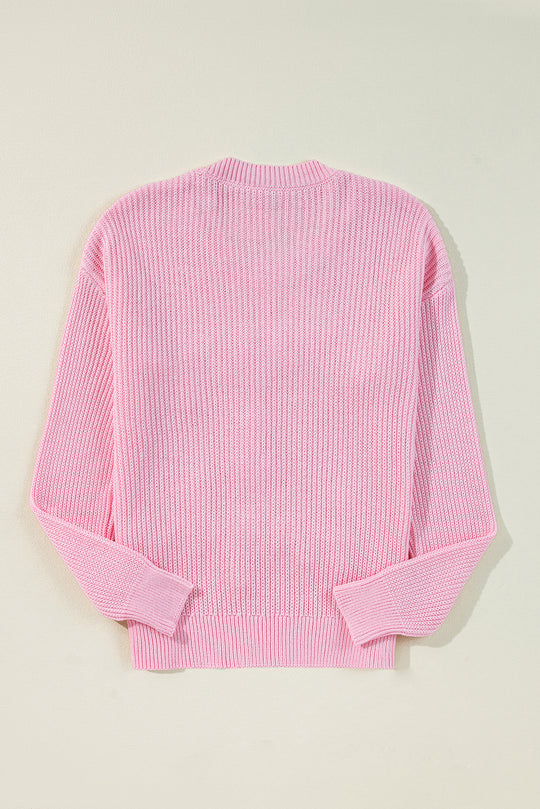 Pink Pop "Merry & Bright" Waffle Knit Sweater