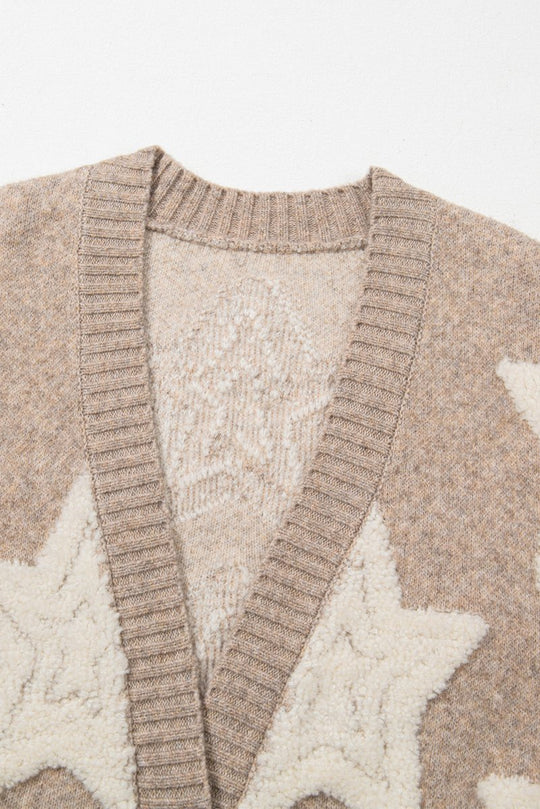 Debra Tan Sherpa Star Sweater Cardigan - Klazzi Fashion Boutique