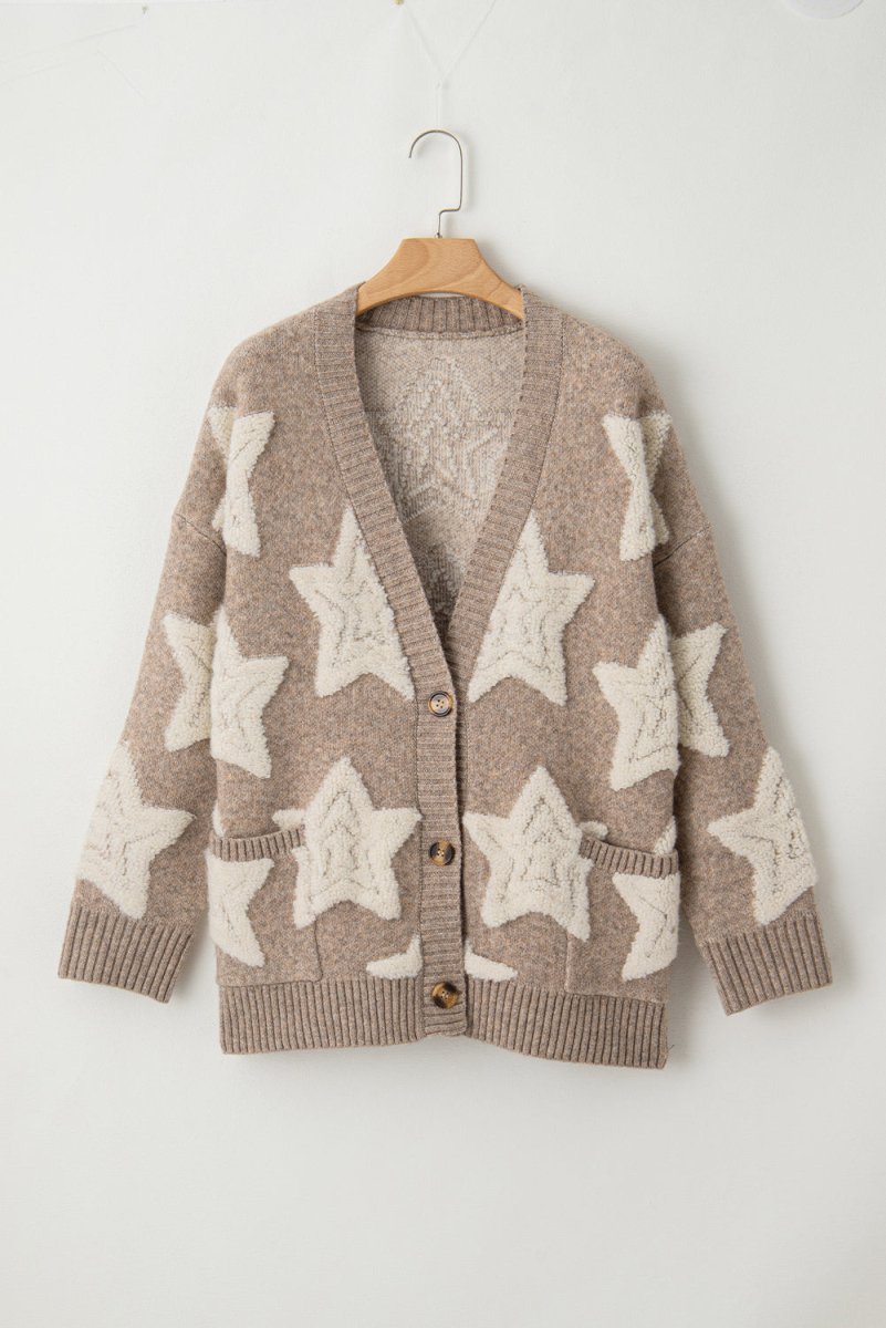 Debra Tan Sherpa Star Sweater Cardigan - Klazzi Fashion Boutique