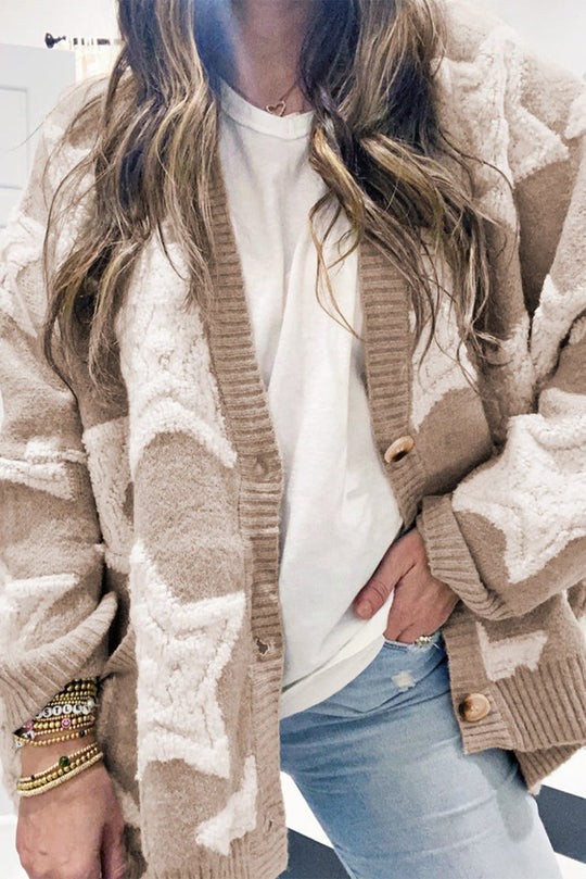 Debra Tan Sherpa Star Sweater Cardigan - Klazzi Fashion Boutique