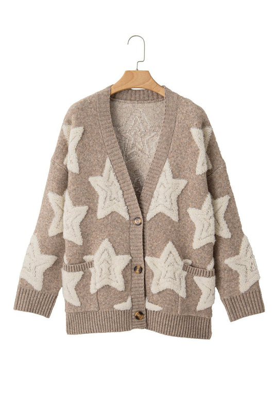 Debra Tan Sherpa Star Sweater Cardigan - Klazzi Fashion Boutique