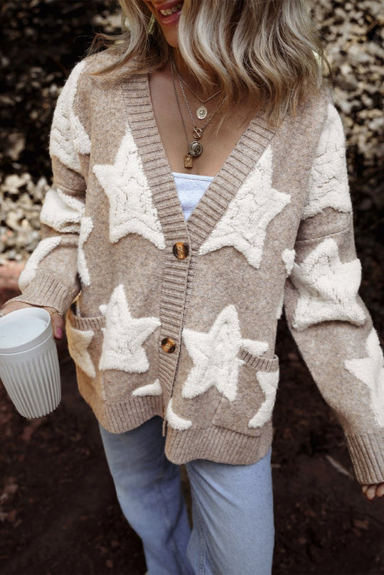 Debra Tan Sherpa Star Sweater Cardigan - Klazzi Fashion Boutique