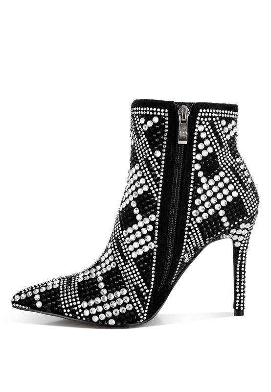 Gillian Rhinestone Stiletto Heel Bootie