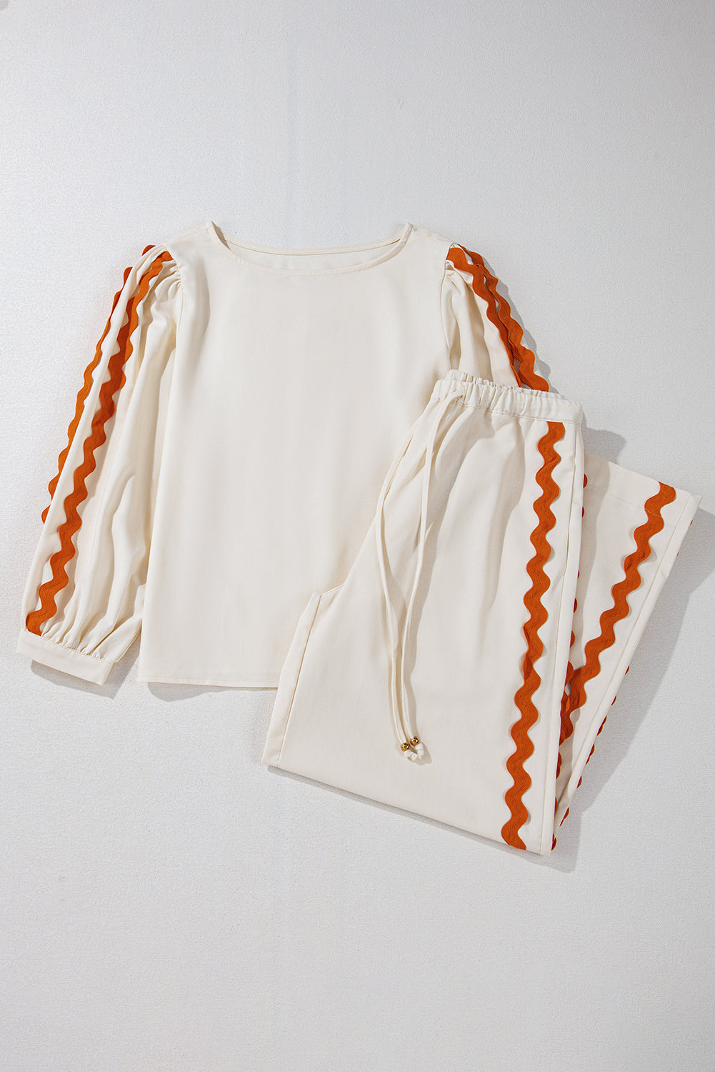 Pumpkin Spice Zig Zag Wide Leg Pants Set