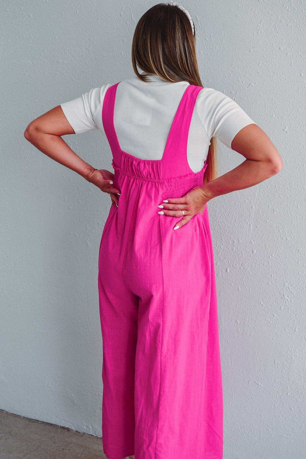 Kaci Hot Pink Wide Leg Overalls 