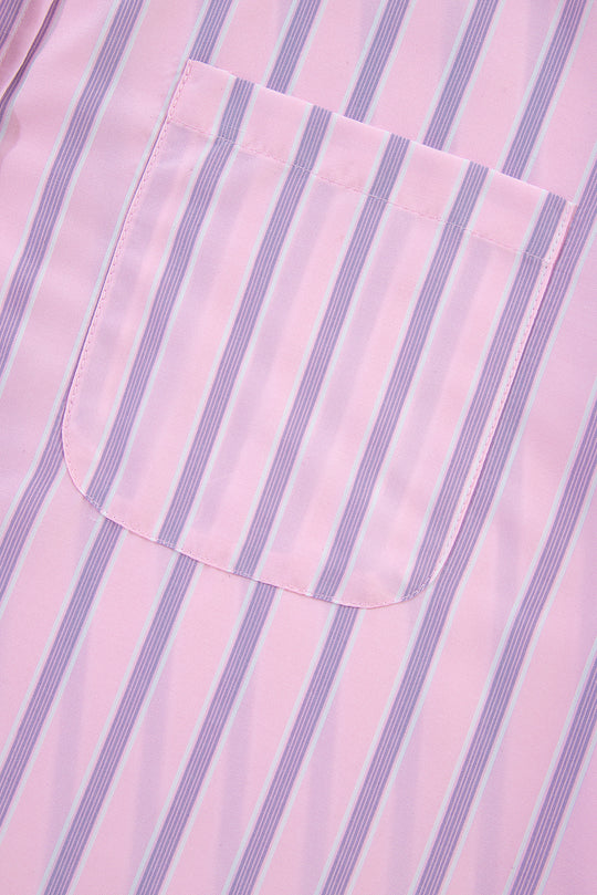 Casual Pink and Lilac Stripe Collared Shirt