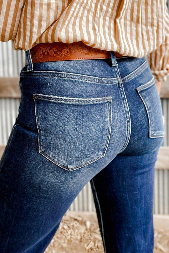 Distressed High Waist Flared Jeans - Klazzi Fashion Boutique