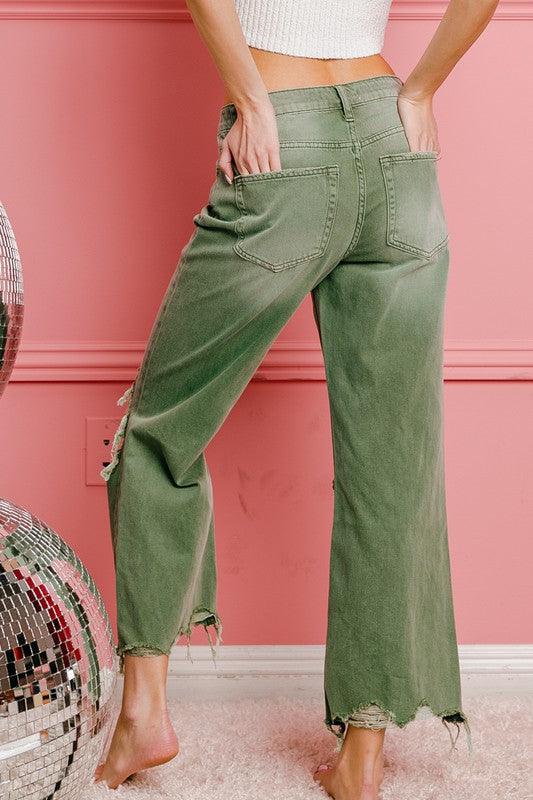 Distressed Vintage Washed Wide Leg Pants - Klazzi Fashion Boutique