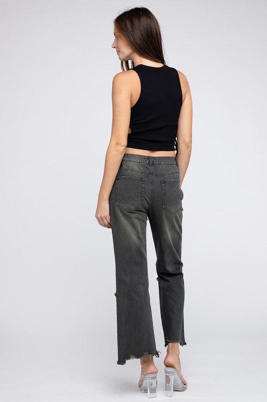 Distressed Vintage Washed Wide Leg Pants - Klazzi Fashion Boutique