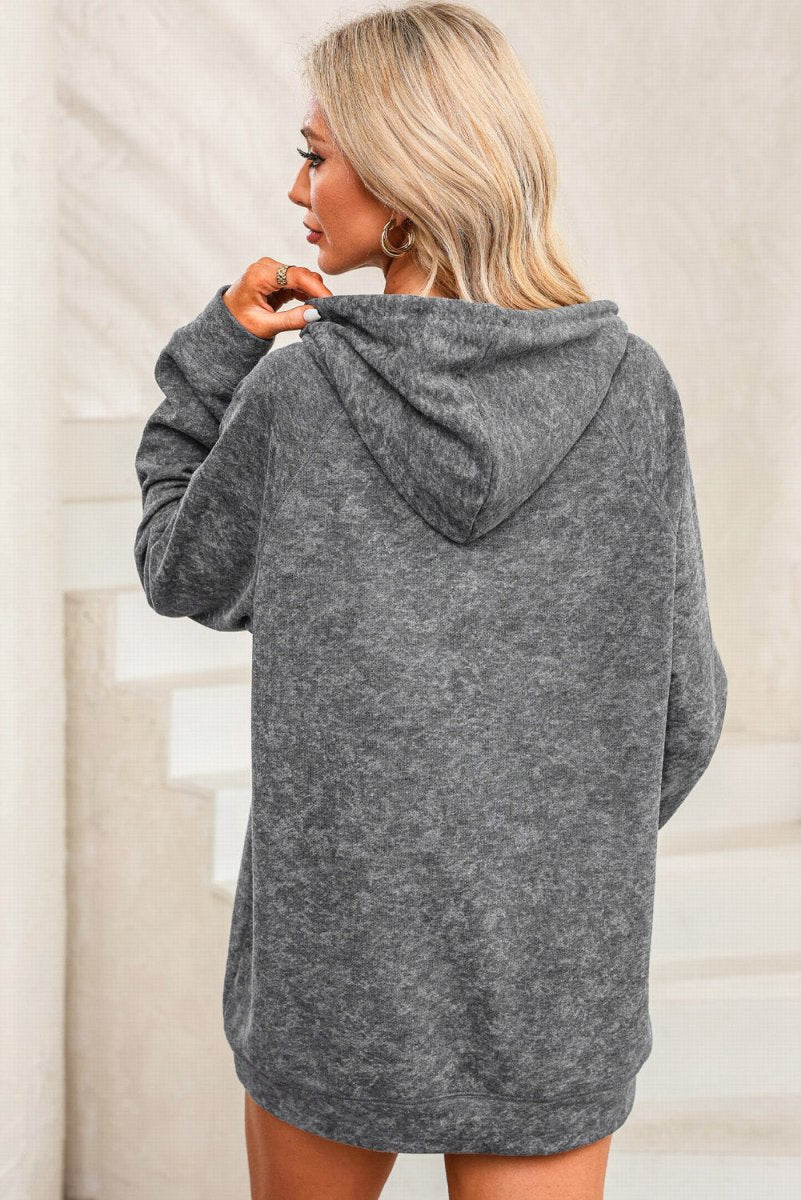 Drawstring Mineral Wash Pullover Hoodie - Klazzi Fashion Boutique