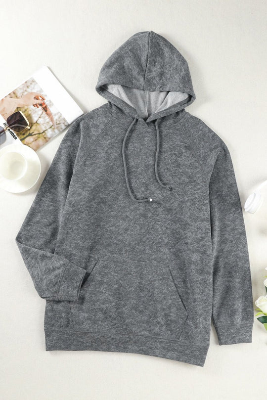 Drawstring Mineral Wash Pullover Hoodie - Klazzi Fashion Boutique