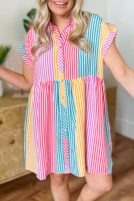 Stripes and Brights Multicolor Shirt Dress