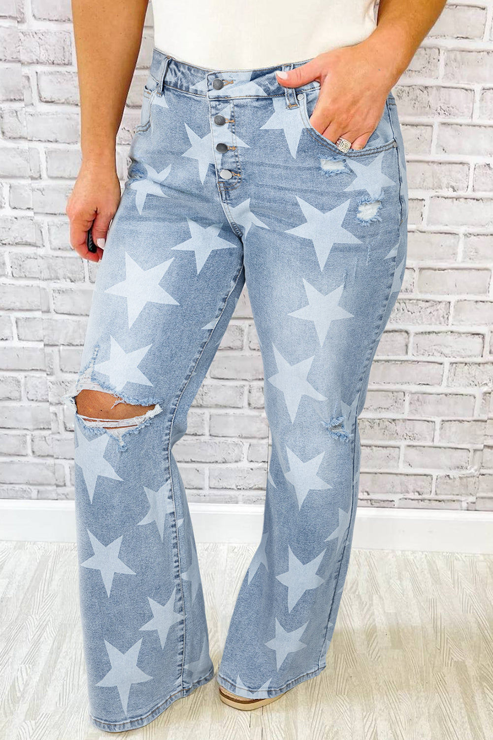 Destroyed All Over Stars Plus Size Denim