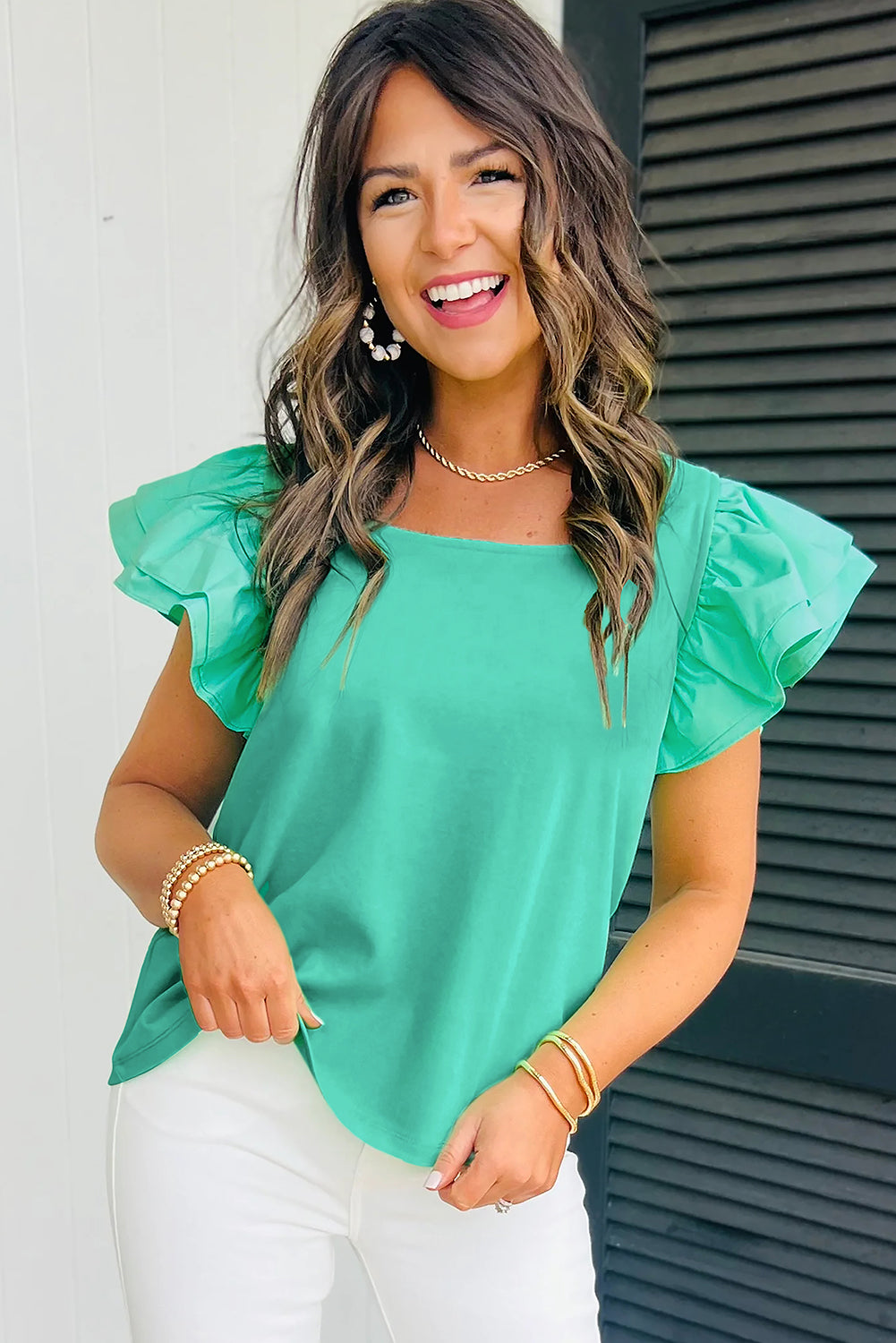 Mint Green Butterfly Sleeve Top