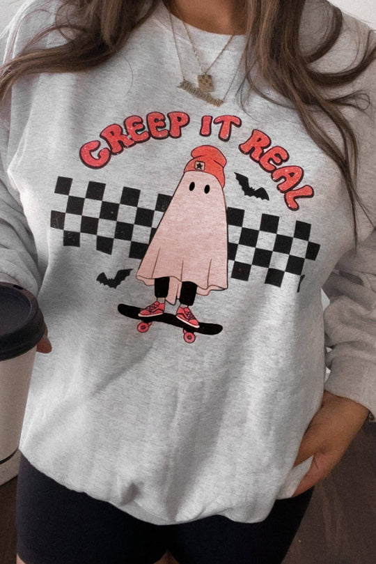 Halloween Ghost "Creep It Real" Plus Size Sweatshirt