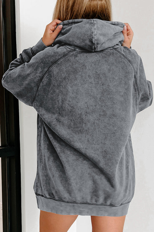 Drawstring Mineral Wash Pullover Hoodie