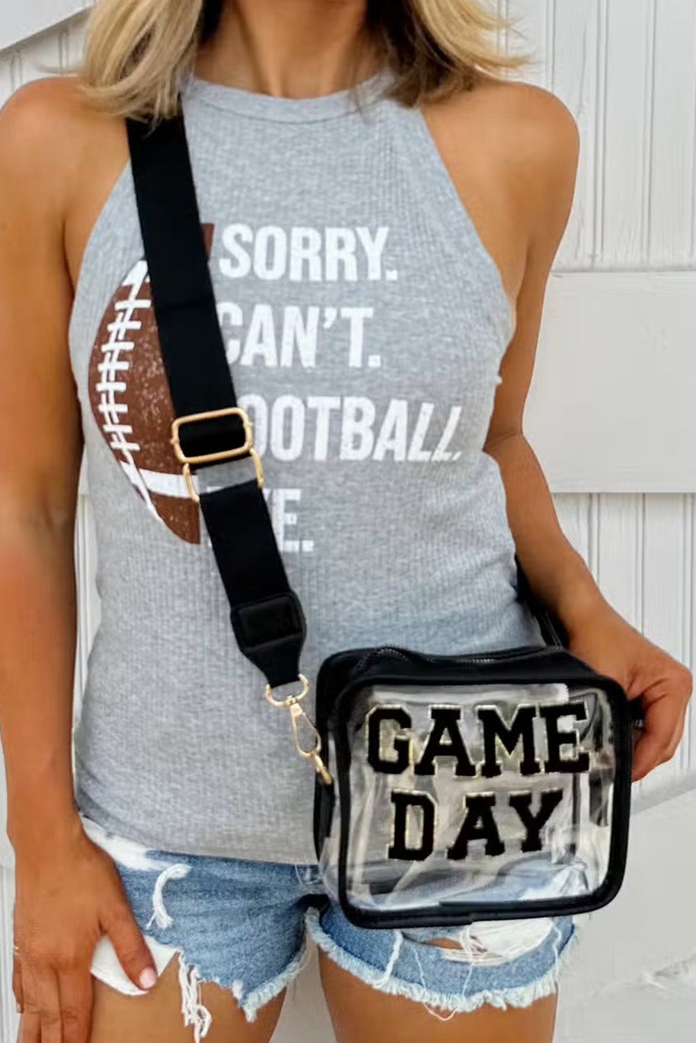 Black "GAME DAY" Clear Shoulder Bag