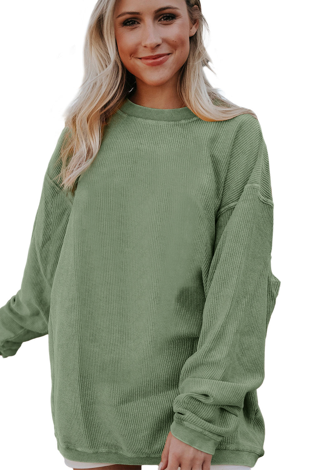 Slouchy Ribbed Corduroy Oversized Sweatshirt