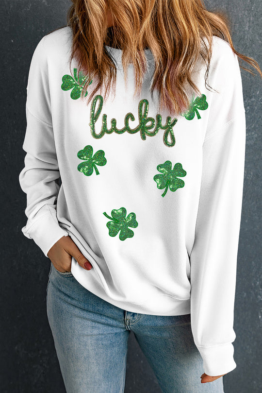 Sequin Sassy Lucky Clover Sweatshirt