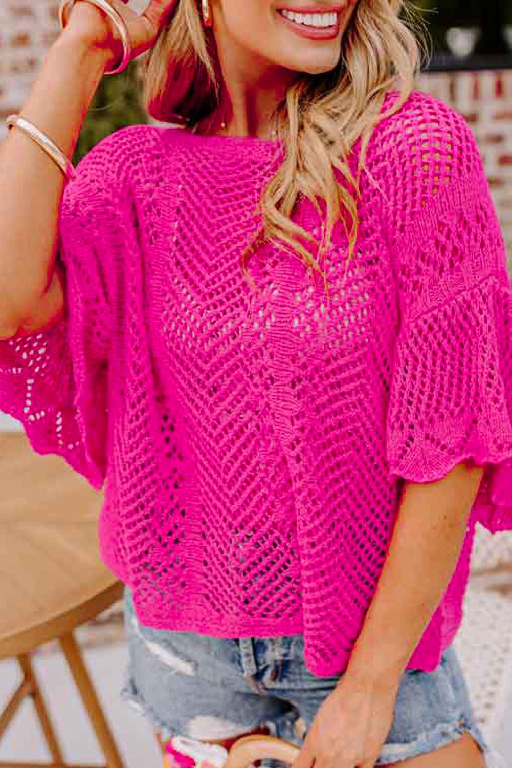 Rose Pink Pointelle Knit Top