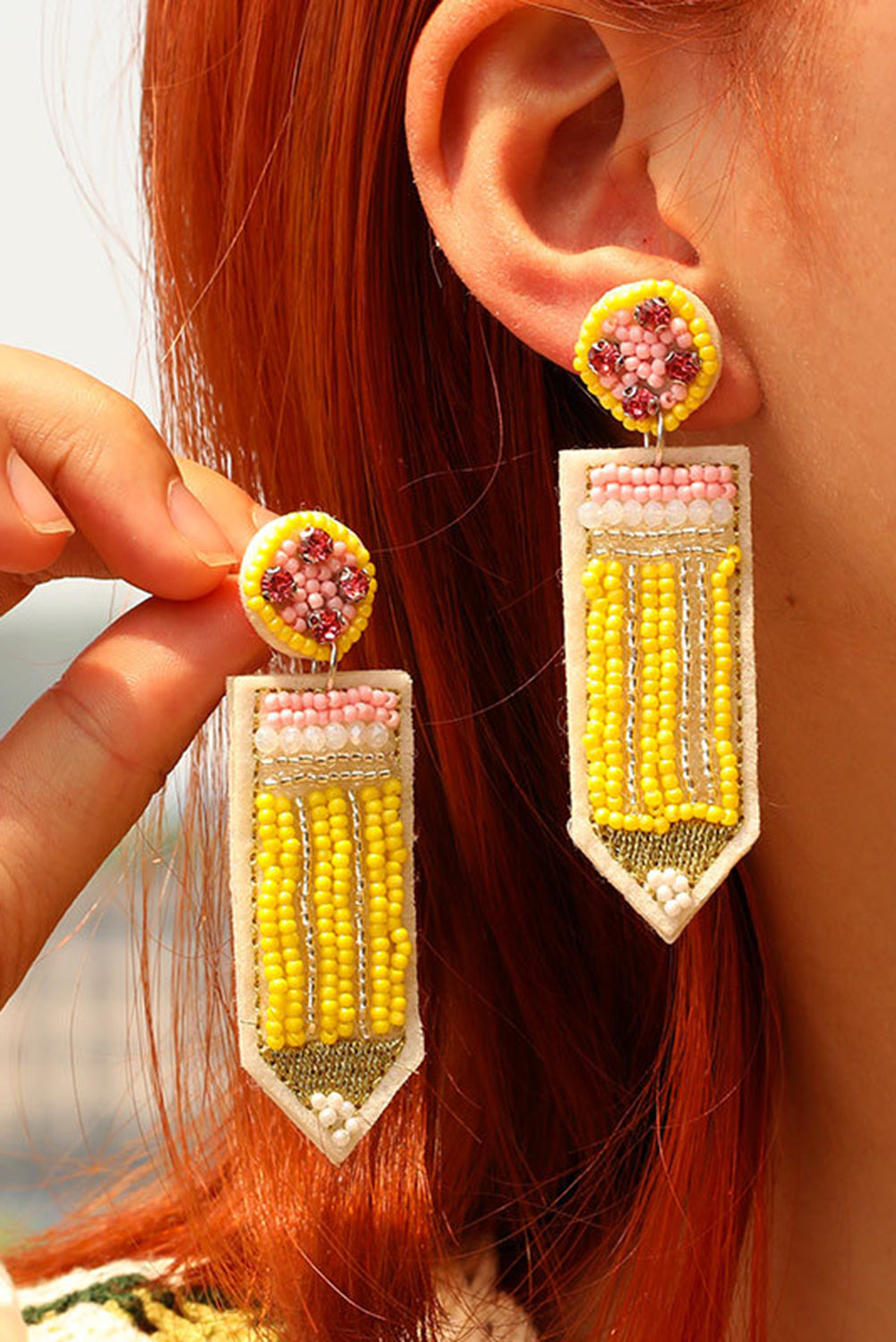 Teacher Beaded Pencil Earrings