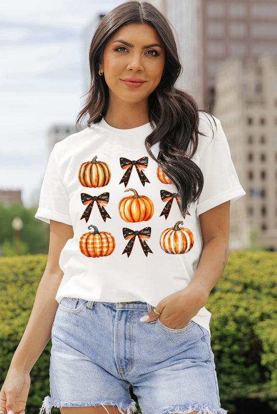 Halloween Pumpkin Bow Knot T-Shirt