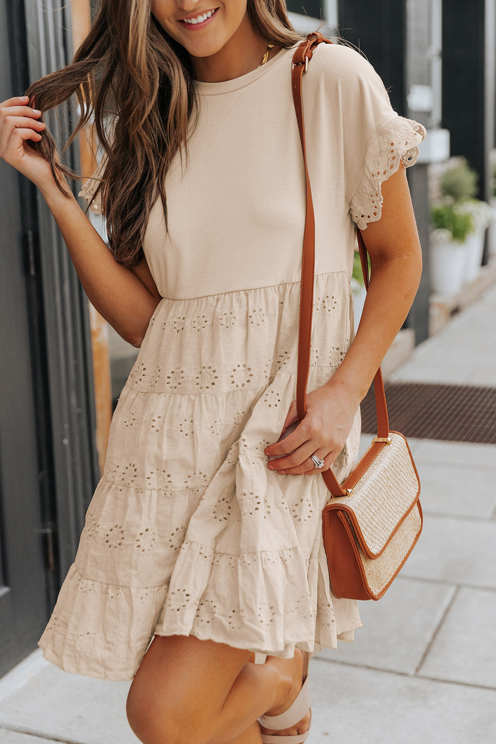 Khaki Tiered Short Dress