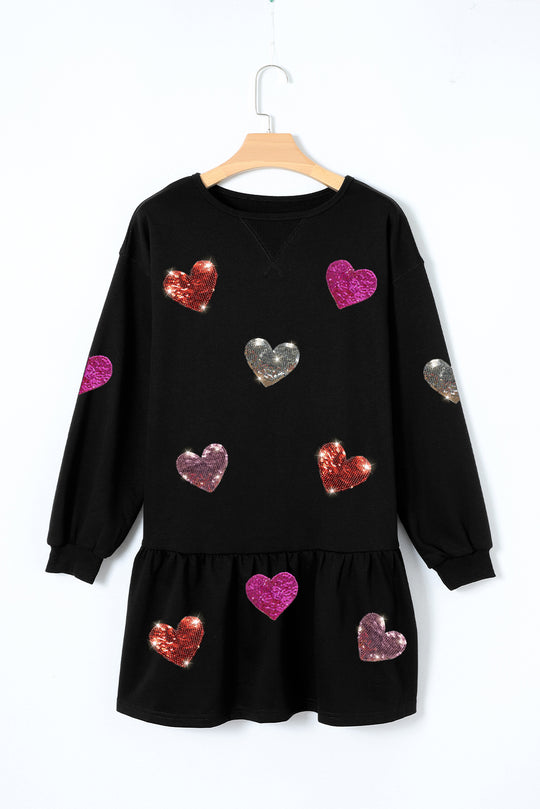 Love Me Sequin Heart Mini Dress