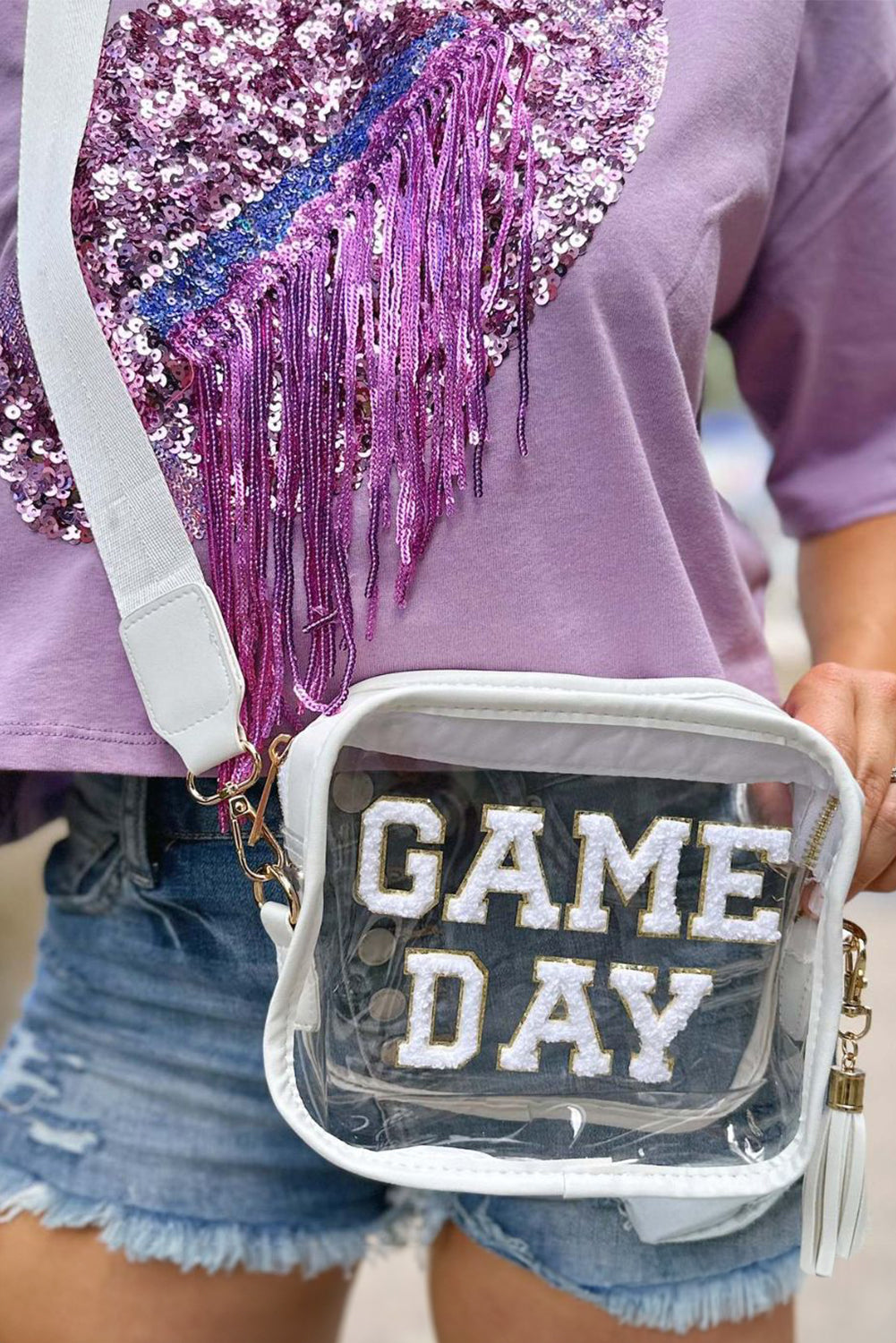 White "GAMEDAY" Clear Shoulder Bag