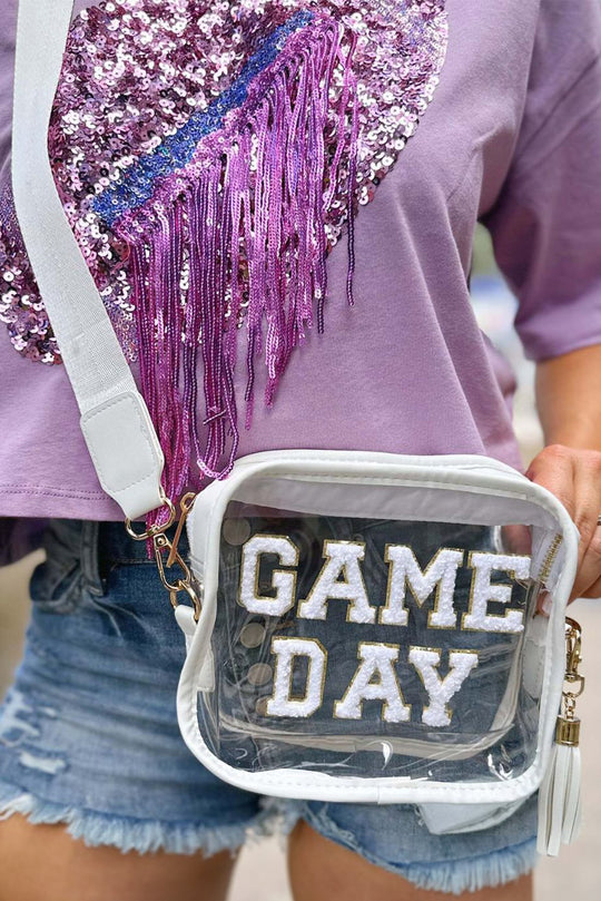 White "GAMEDAY" Clear Shoulder Bag