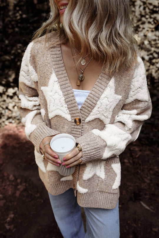 Debra Tan Sherpa Star Sweater Cardigan 