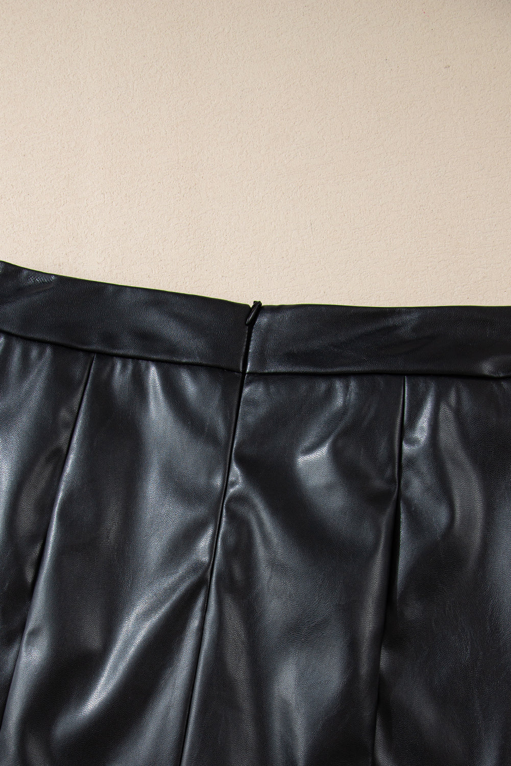 Slim Fit Black Leather High Waist Mini Skirt