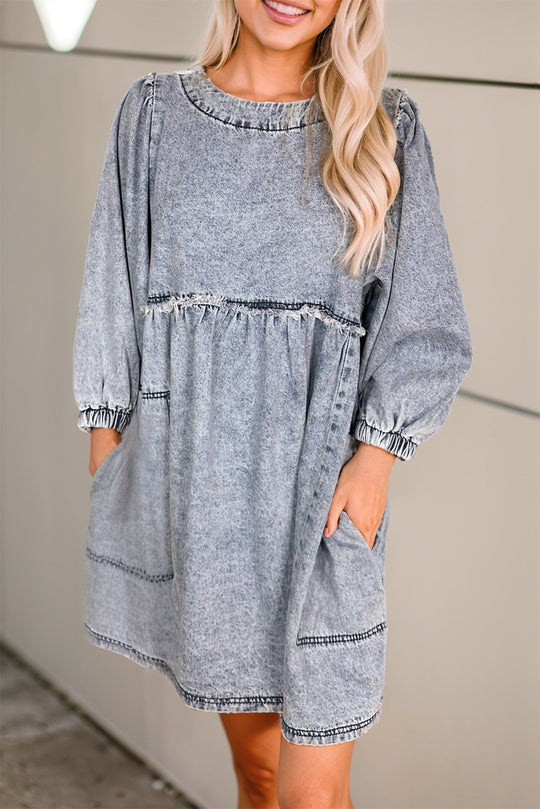 High Waist Loose Fit Denim Mini Dress