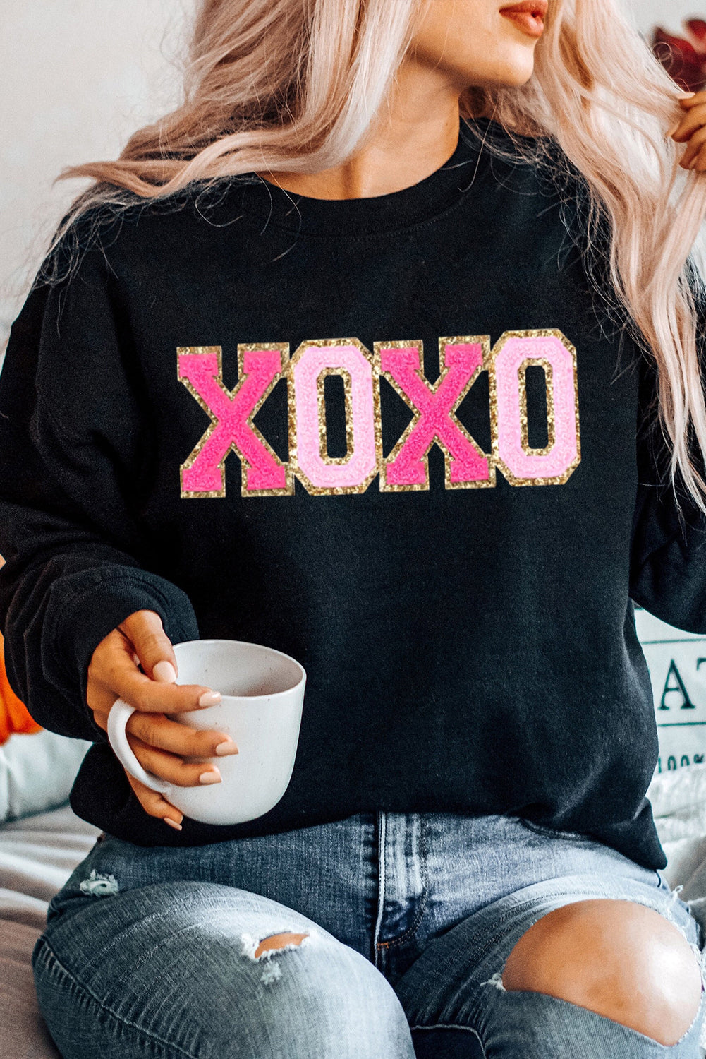 Glitter Chenille XOXO Valentines Sweatshirt