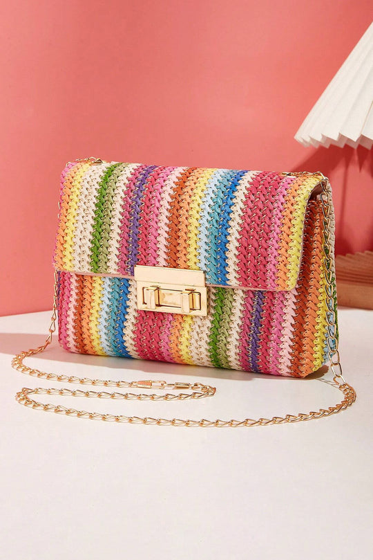 Bohemian Multicolor Woven Chain Shoulder Bag - Klazzi Fashion Boutique