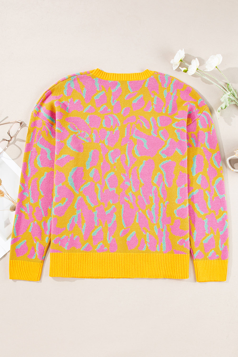 Orange Leopard Abstract Baggy Sweater