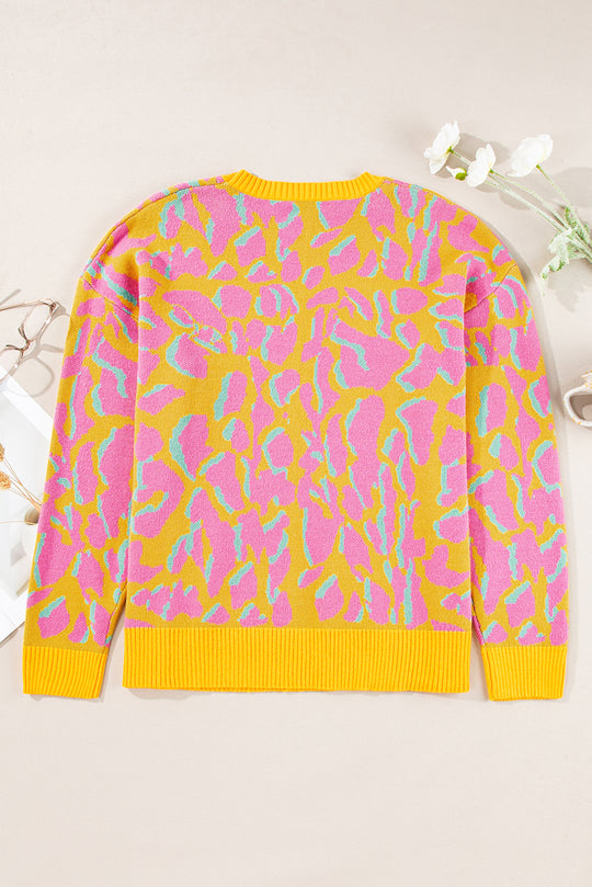 Orange Leopard Abstract Baggy Sweater