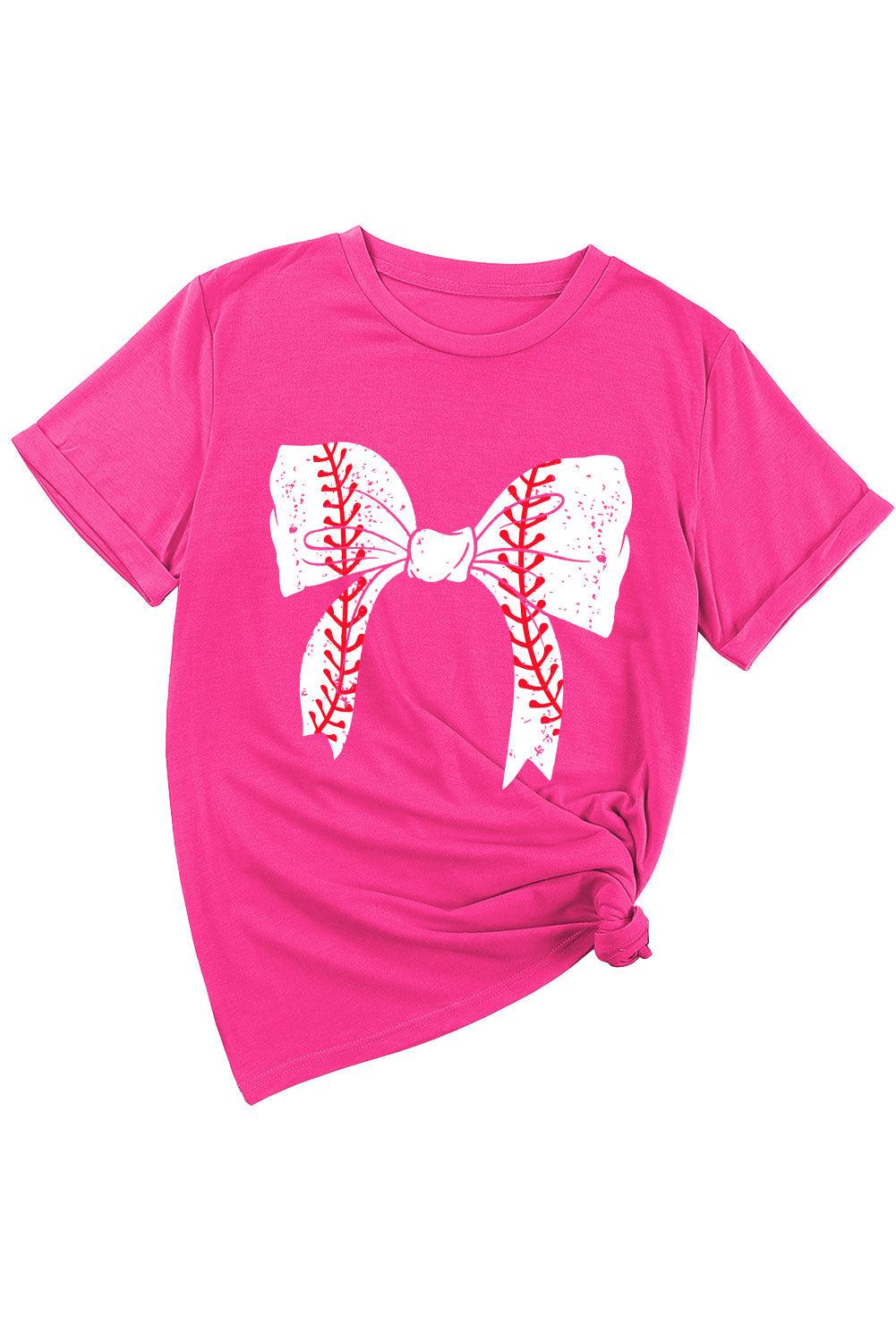  Baseball Bowknot Graphic T-Shirt